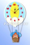 Купить Деревянные часы детские настенные "Незнайка на воздушном шаре"