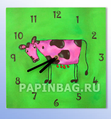 Часы детские настенные "Фиолетовая корова"
