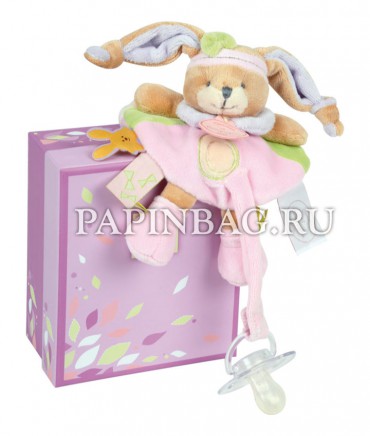 Комфортер с держателем для соски-пустышки "Lapin Lila" в подарочной коробке Комфортер с держателем для соски-пустышки "Lapin Lila" в подарочной коробке